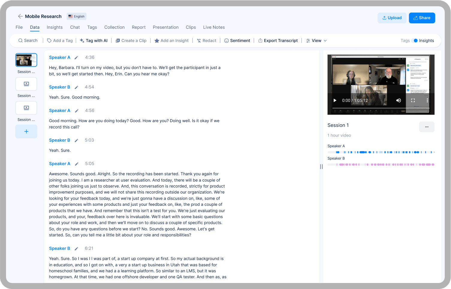 Data feature screenshot